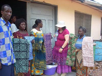 Choosing fabric in Ghana