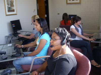 Research Students in call center