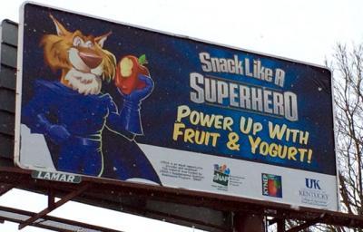 Billboards that promote "Snacking Like a Superhero" are located across the state. 