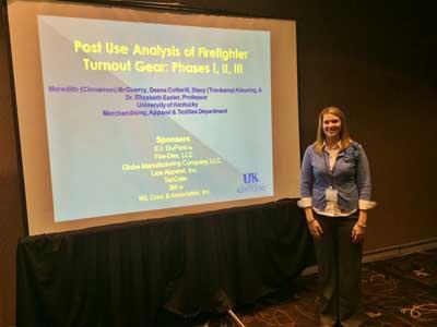 Meredith McQuerry, alumnus of the School of Human Environmental Sciences and Ph.D. candidate at North Carolina State University, earned high honors from ASTM International.  She was named the winner of the organization’s 2014 International Student Member 