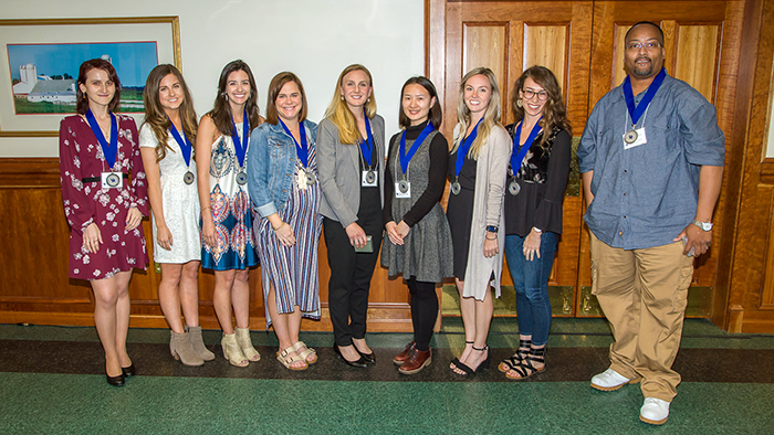 Picture left to right: Magda Javakishvili, Virginia Groppo, Alyssa Campbell, Sarah Butterbaugh, Austyn Erickson, Dan Liu, Kelci McHugh, Allison Smith and Phillip Thompson. Not picture: Nick Fazzino