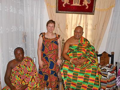 Kim Spillman with village leaders in Adjeikrom